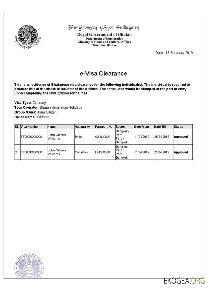 Visa électronique BHOUTAN